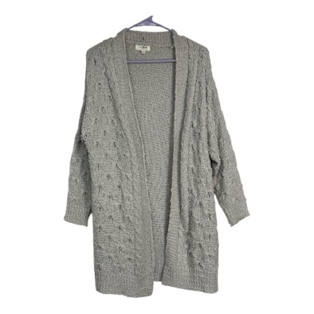 Umgee Women’s Oatmeal Colored Cozy Open Cable Knit Cardigan Sweater Size S